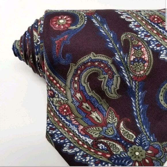 Christian Dior Monsieur Maroon Blue Paisley Print - Picture 2 of 5